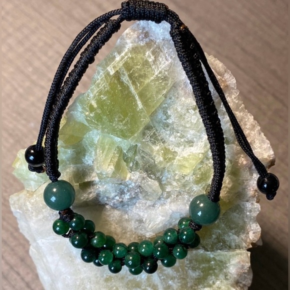 Beaded Natural Jade Gemstone Bracelet with Adjustable Cord - Picture 14 of 14